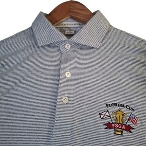 Holderness & Bourne Mens Florida Cup FSGA Golf Polo Shirt Blue Stripe Size M